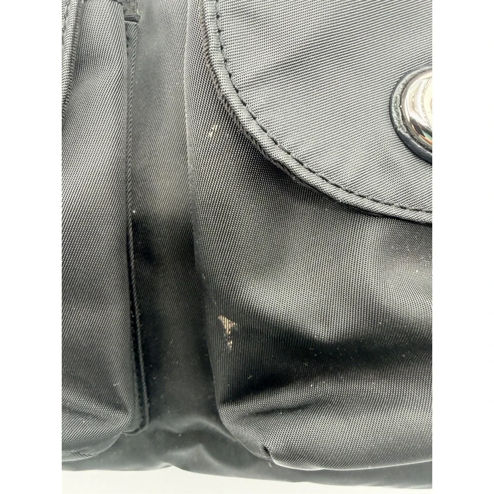 Auth COACH Nylon Leather Trim Bucket Mouth Backpack F58814 Black Good Pre Owned